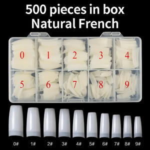 500pcs Per Box Nail Tips Transparent Half Natural Color Nail Tips FN06